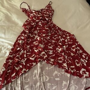 Amour Vert Red and White Floral Midi Dress
